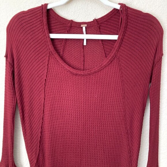 Free People Ventura Slouchy Thermal Waffle Knit Oversized Tunic Top - Picture 4 of 13